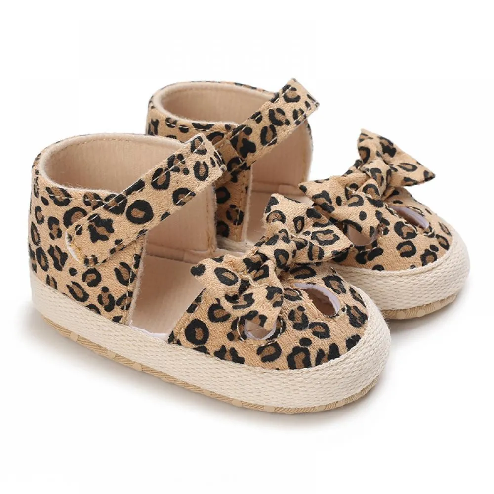 0-1Y Newborn Baby Girls Shoes Solid Bow Leopard Flats Spanish Baby Shoes