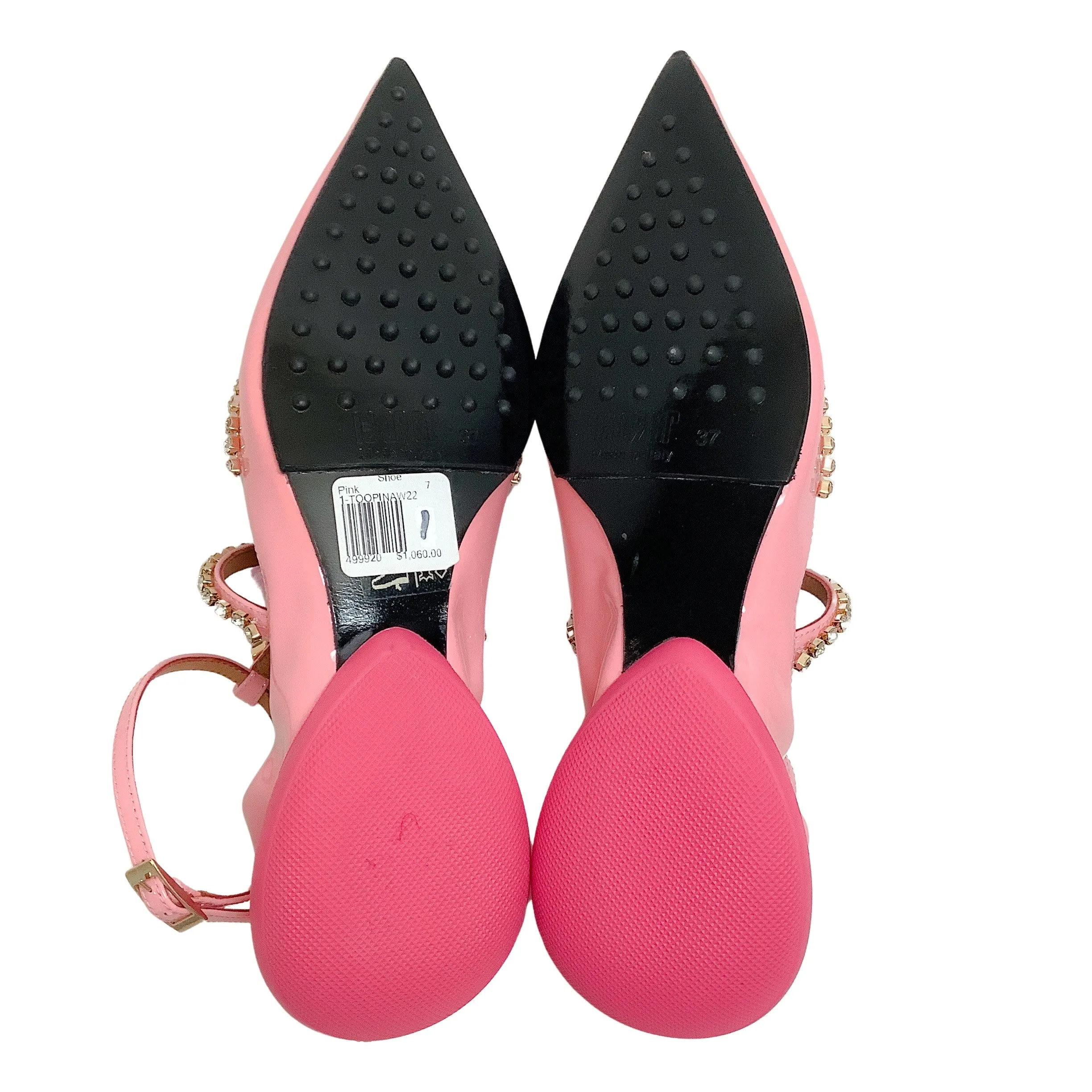 13 09 SR Pink Patent Embellished Tootsy Ballet Flats