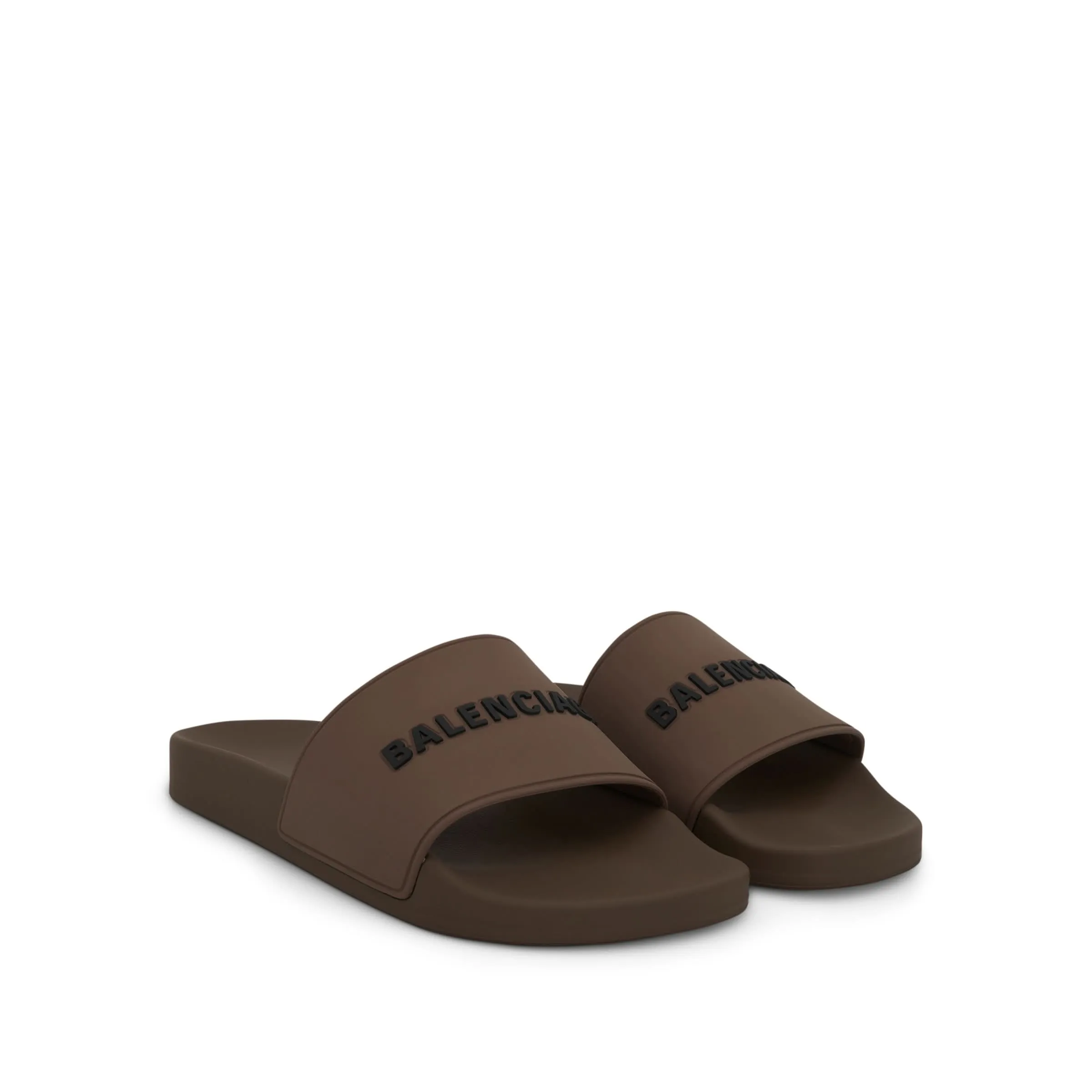 3D Logo Rubber Pool Slide Sandal in Taupe/Black