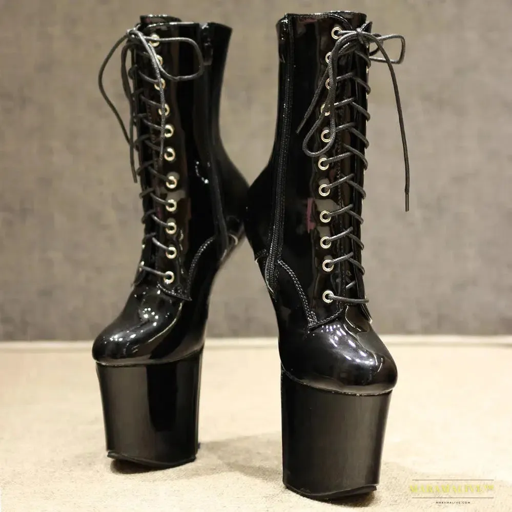 8-Inch High Heelless Pole Dance Platform Boots - Sizzling Exotic Design