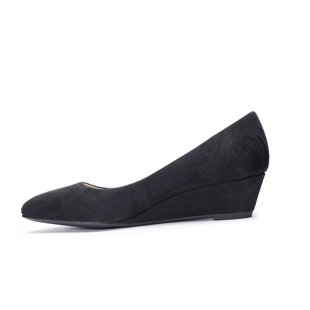 Alyce Suede Wedge in Black by Chinese Laundry