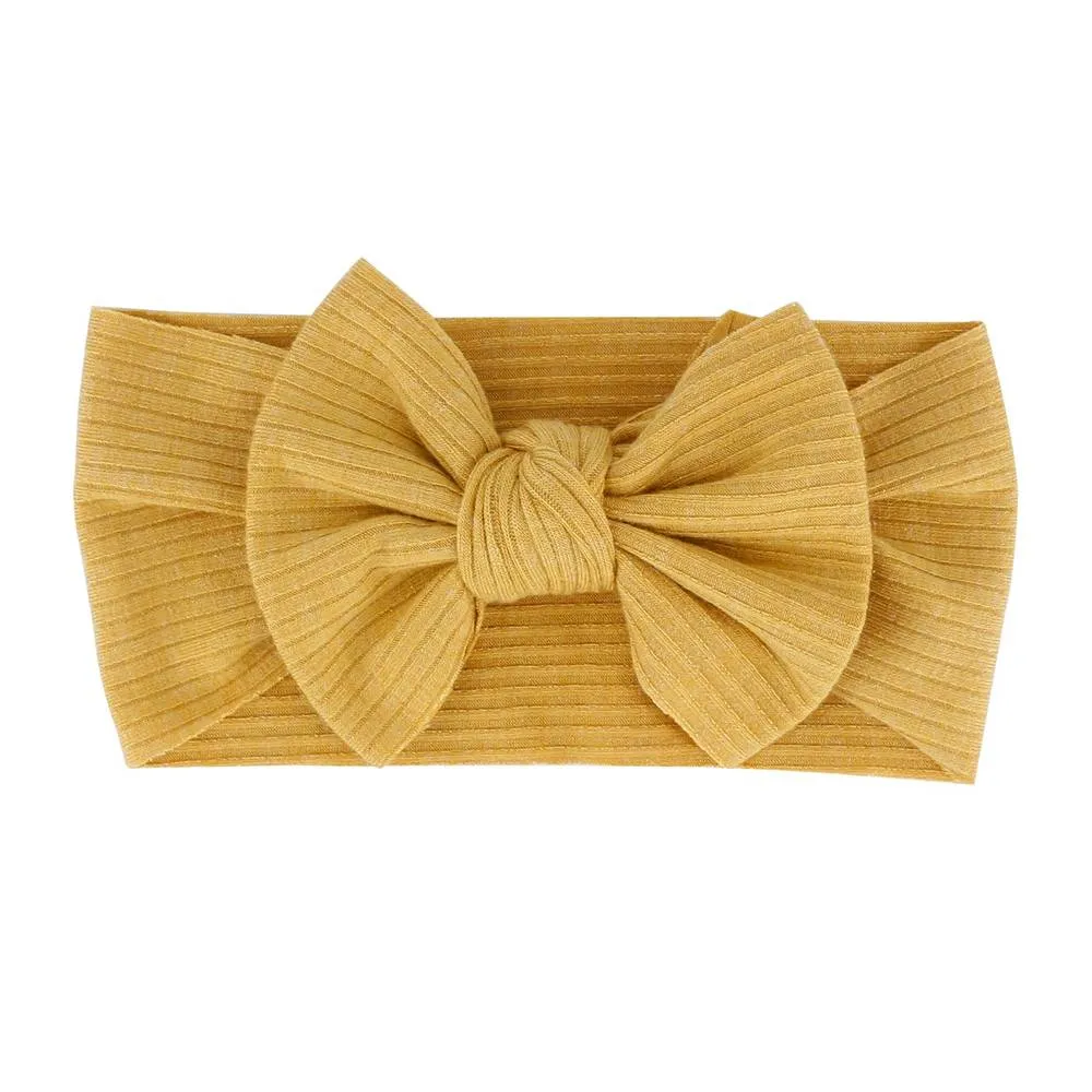 Baby Textured Single Soft Bow Knot Headband — Mustard