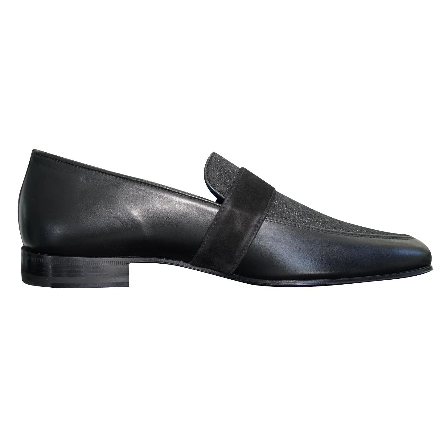 Black Diamante Leather Monk Silver Loafer