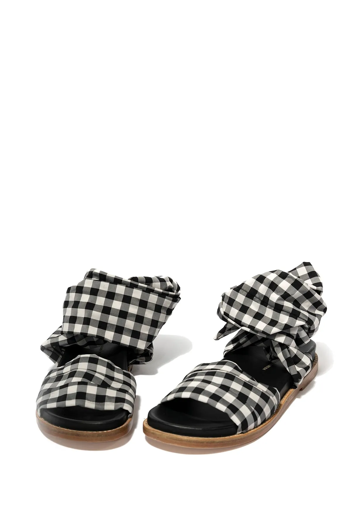 BLACK GINGHAM WRAP SANDAL