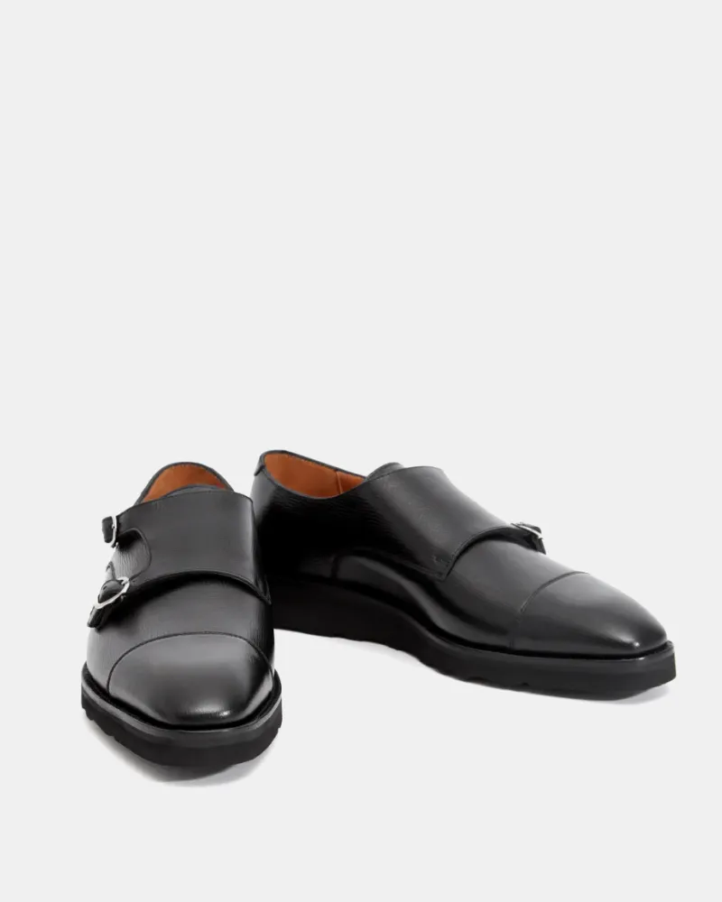 Black Lightweight Monk Strap Shoe