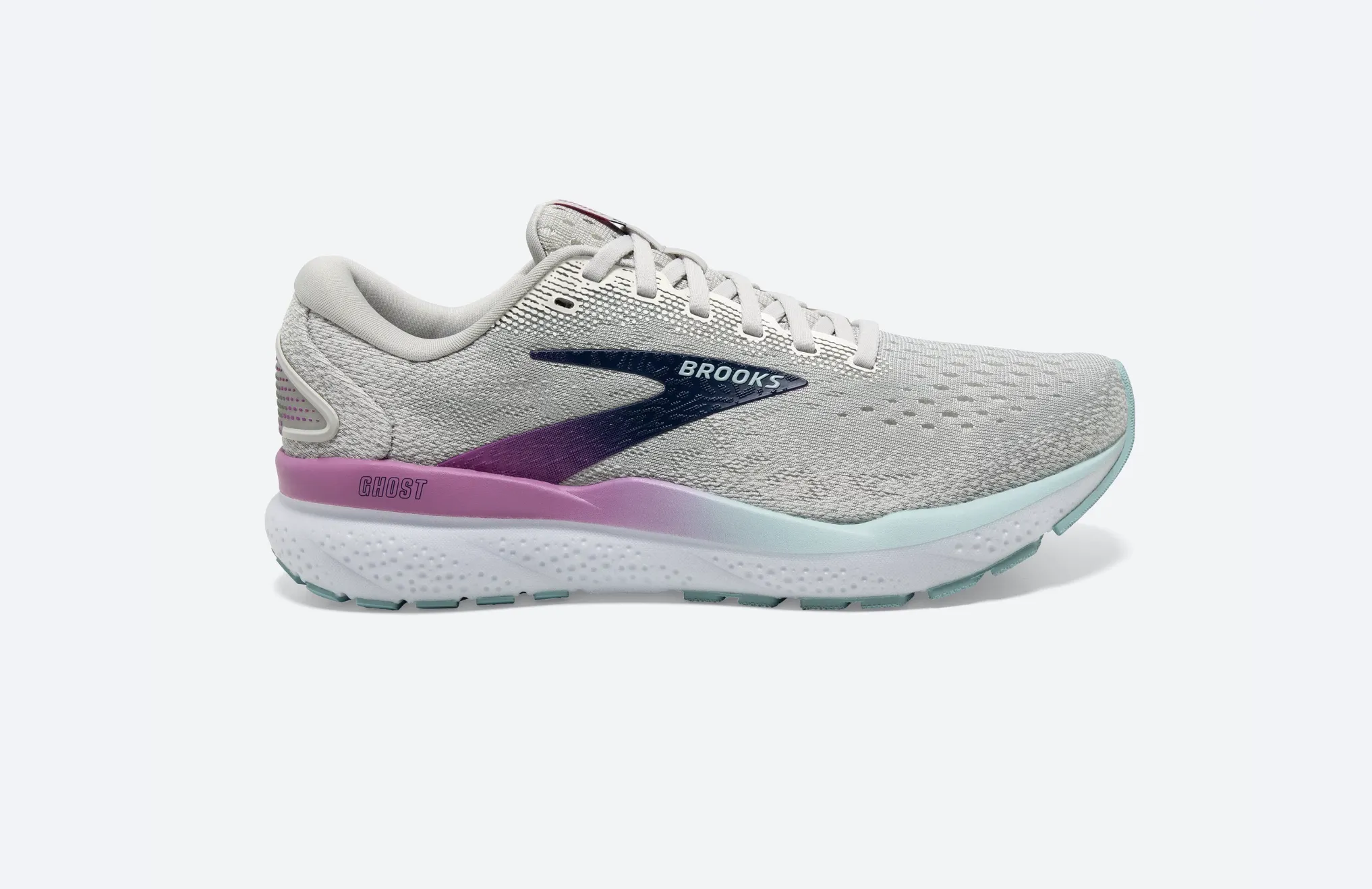 Brooks Womens Ghost 16 - White/Grey/Estate Blue (1204071B175)