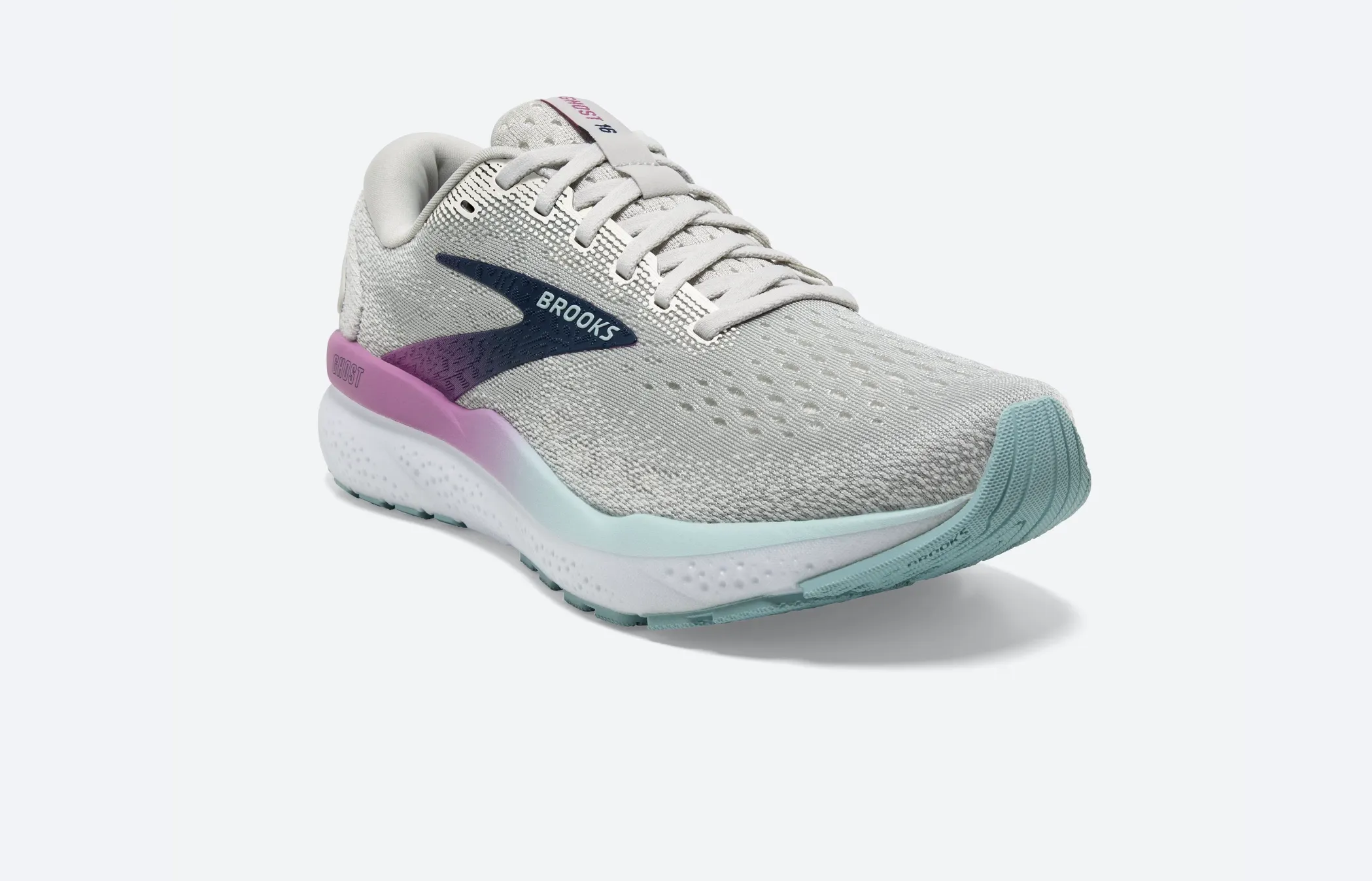 Brooks Womens Ghost 16 - White/Grey/Estate Blue (1204071B175)