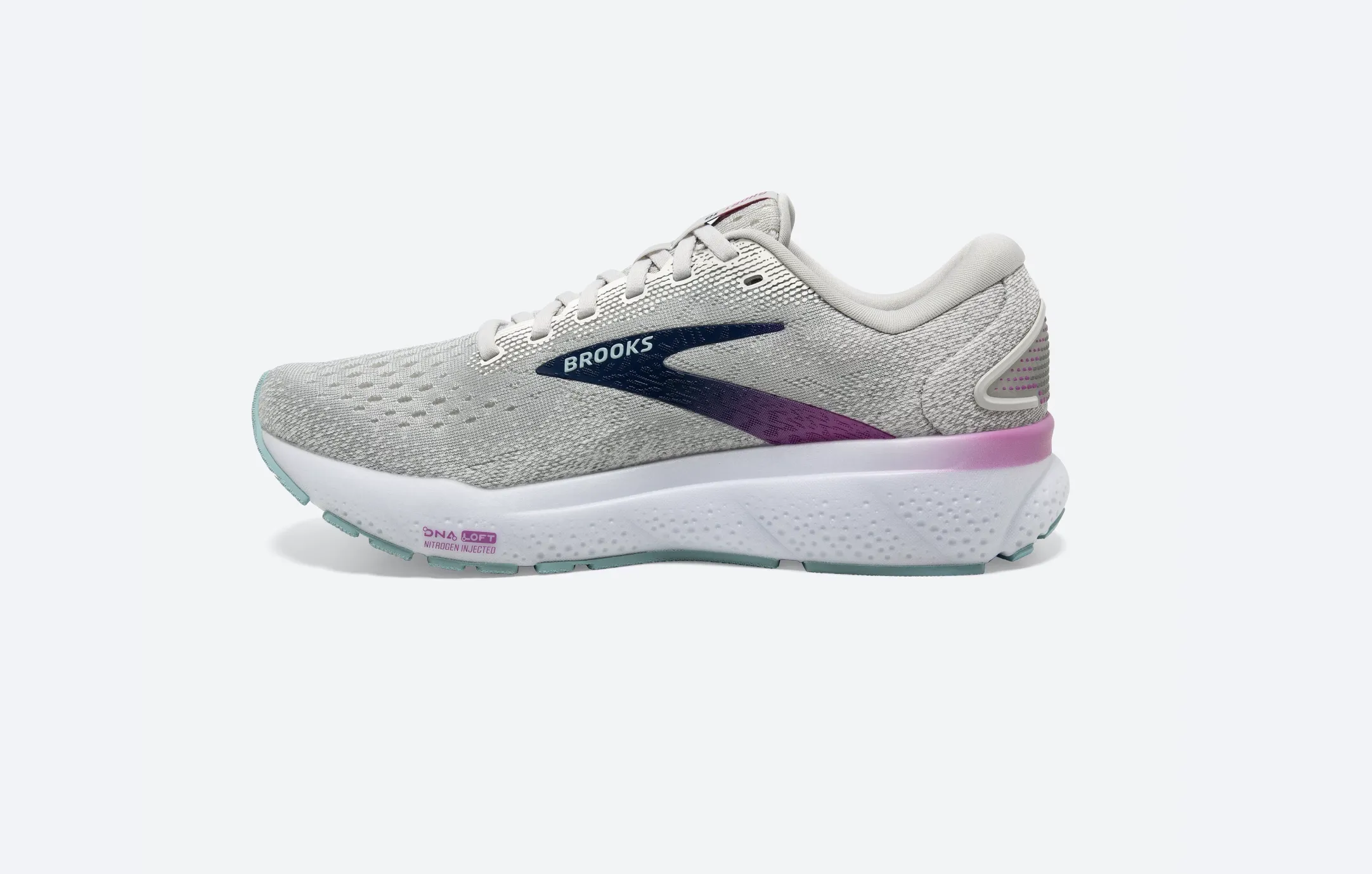 Brooks Womens Ghost 16 - White/Grey/Estate Blue (1204071B175)