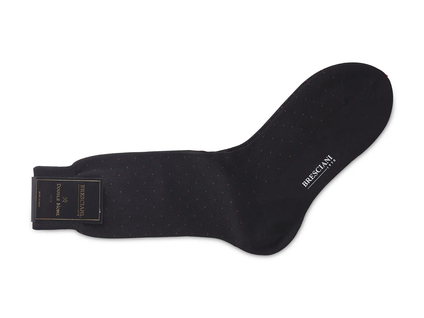 Calf Length Cotton Socks Black with Mocha Spots