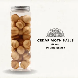 Cedar Wood Balls - Jasmine Natural Moth Repellent - Pack of 32