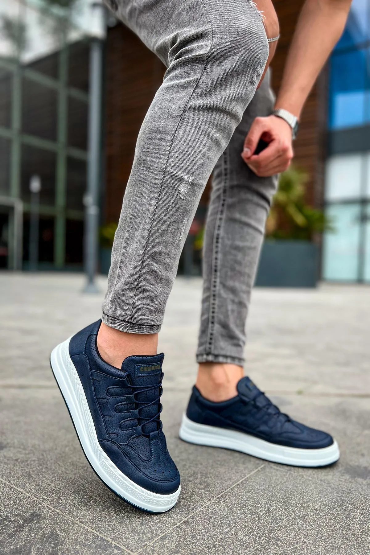 CH040 Men's Unisex Orthopedics Navy Blue-White Sole Casual Sneaker Sports Shoes