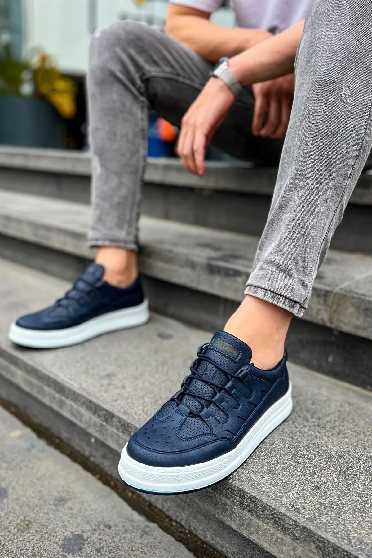 CH040 Men's Unisex Orthopedics Navy Blue-White Sole Casual Sneaker Sports Shoes