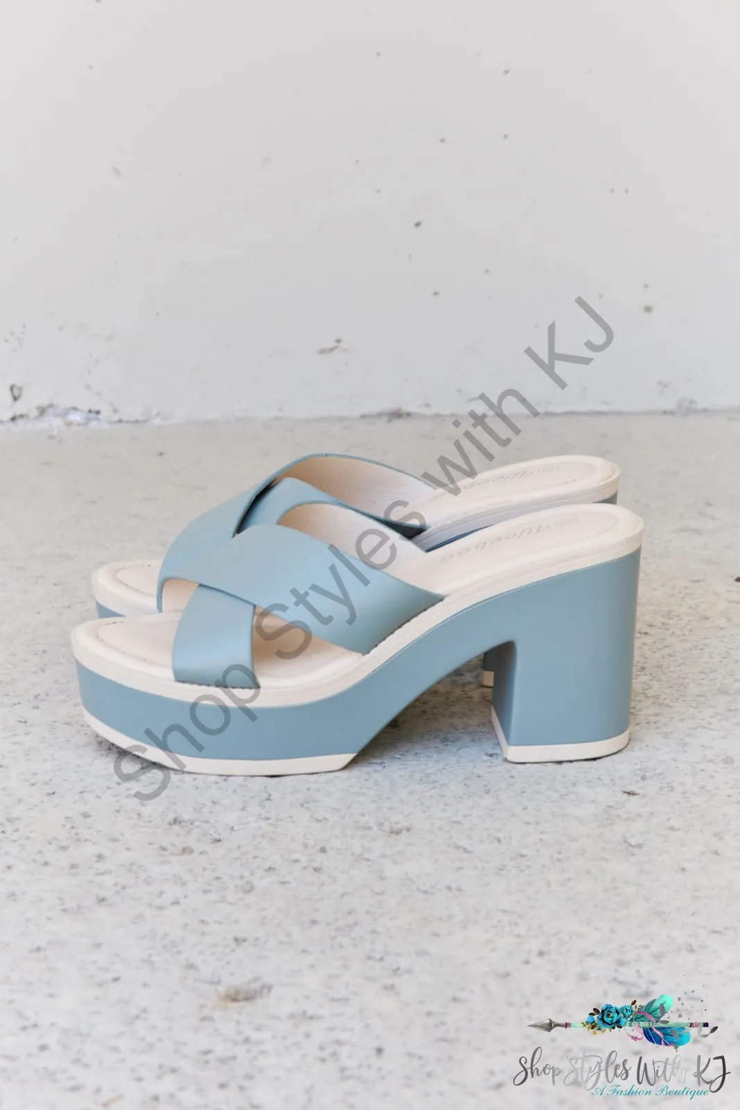 Cherish The Moments Contrast Platform Sandals in Misty Blue