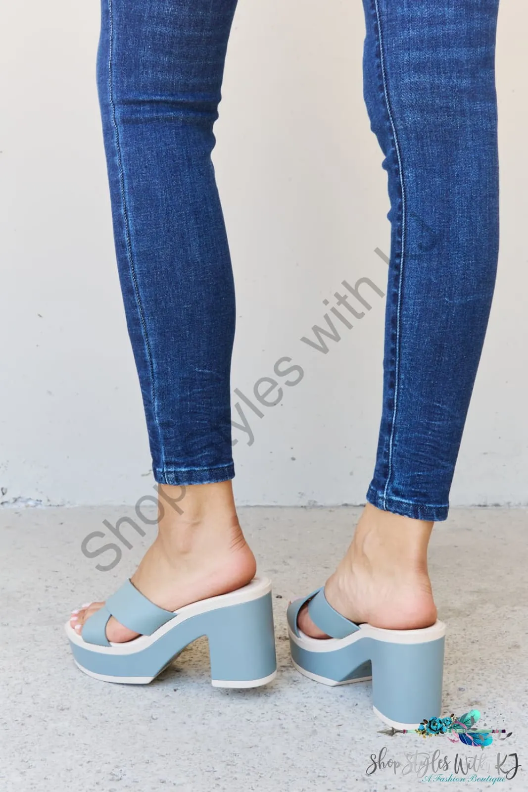 Cherish The Moments Contrast Platform Sandals in Misty Blue