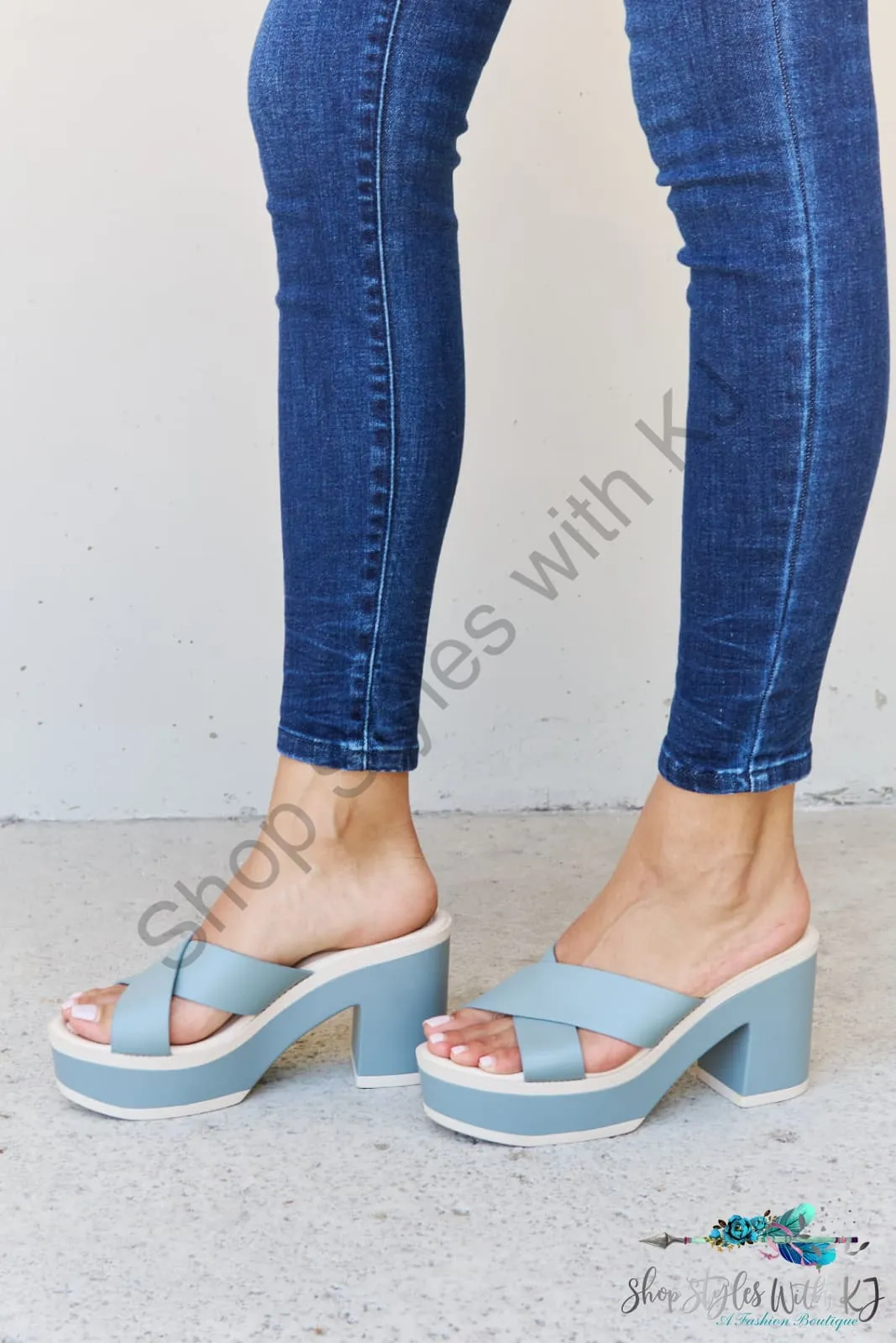 Cherish The Moments Contrast Platform Sandals in Misty Blue