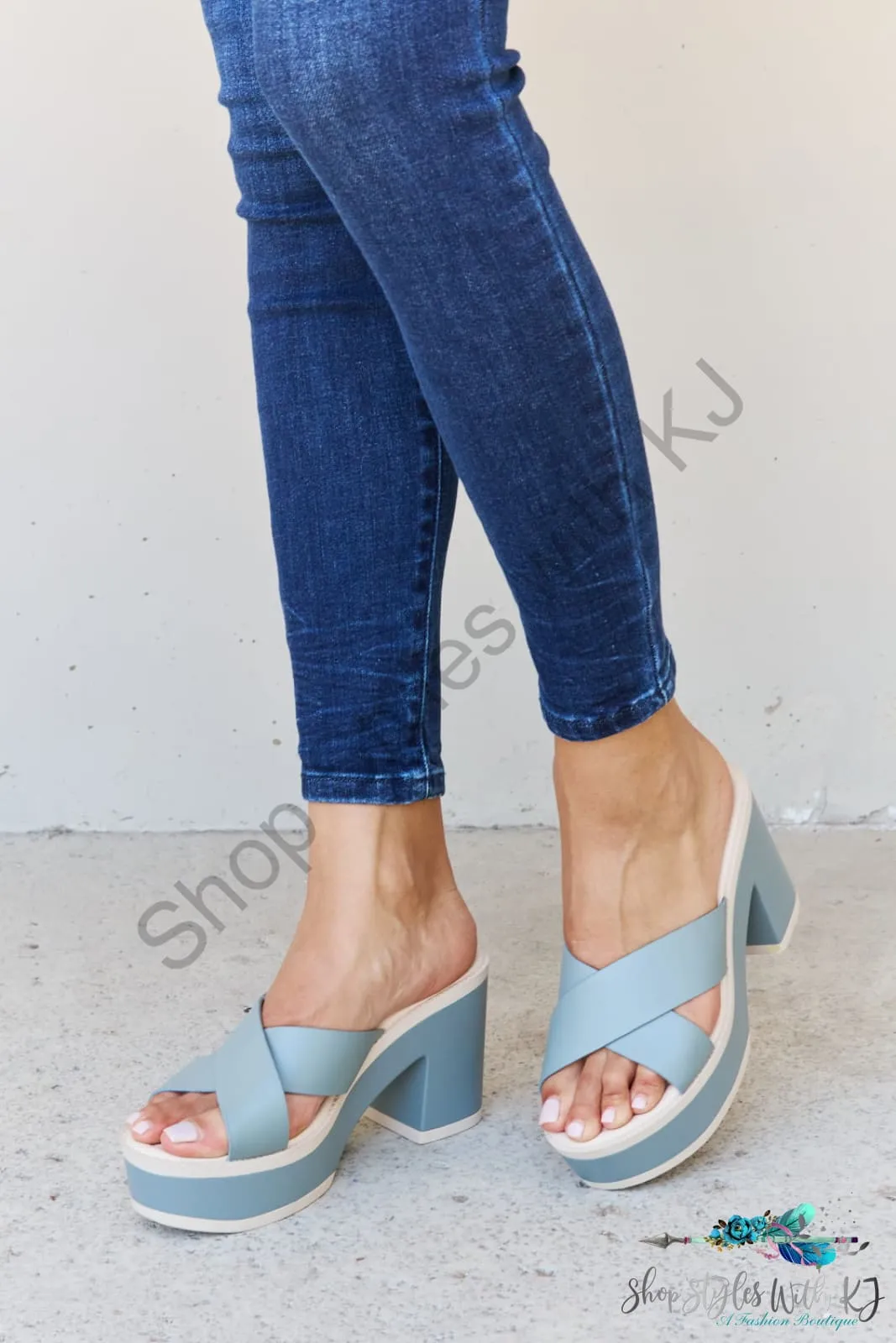 Cherish The Moments Contrast Platform Sandals in Misty Blue