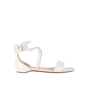 Chic White Patent Leather Flat Sandals