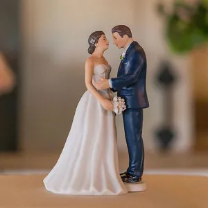 Contemporary Vintage Bride And Groom Porcelain Figurine Wedding Cake Topper