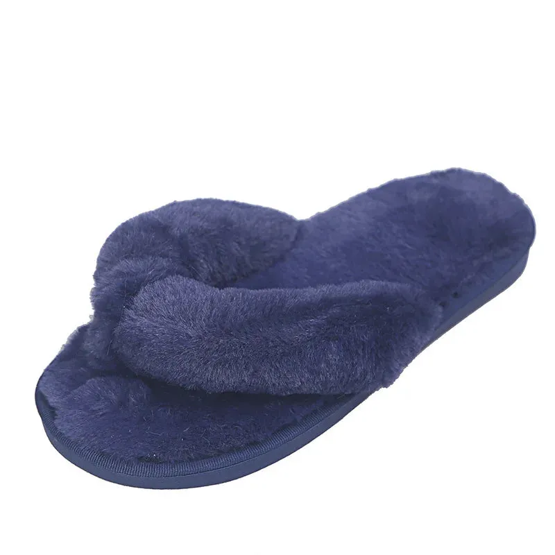 Cozy Fluffy Flip Flop Slippers – Warm Faux Fur Slippers for Women