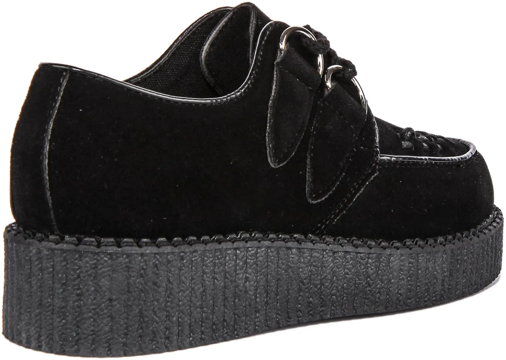 Creepers Single Sole Lace Up In Black Suede For Women