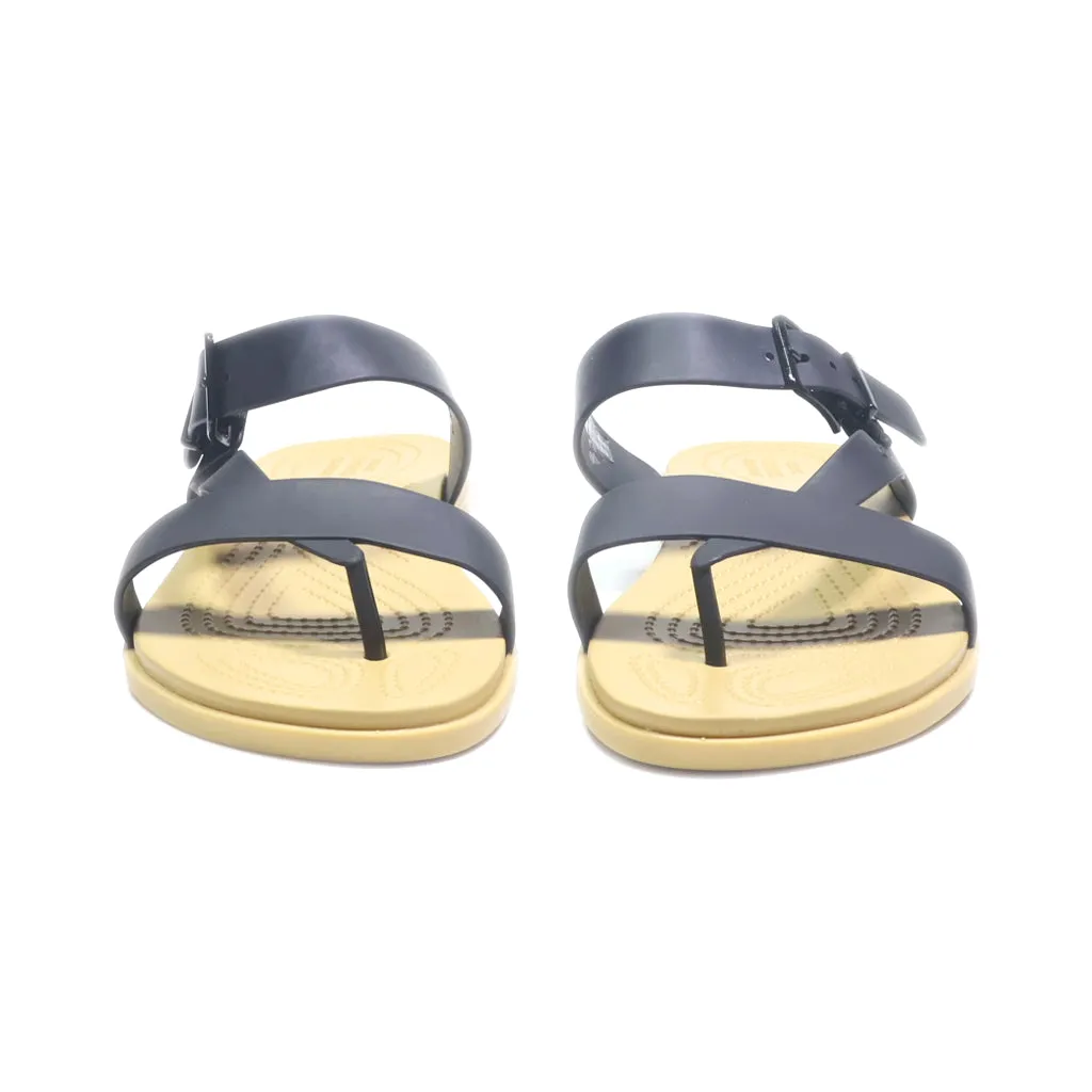 Crocs Tulum Toe Post Flat Sandals Eva Black Colour For Women