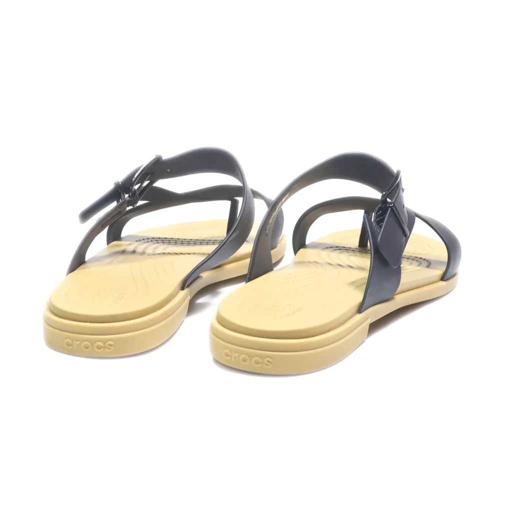 Crocs Tulum Toe Post Flat Sandals Eva Black Colour For Women