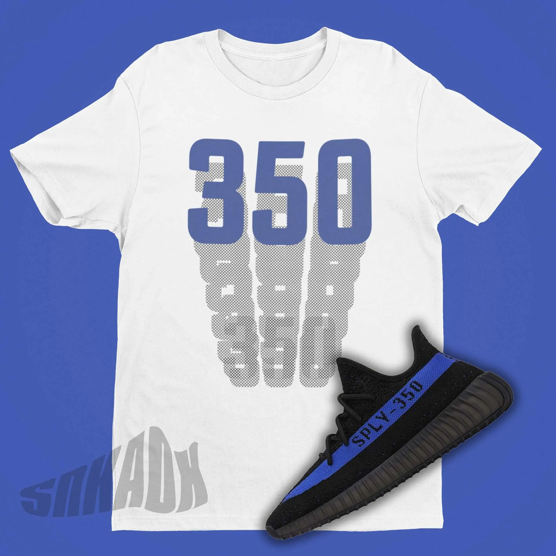 Cross Stitch Shirt -Yeezy 350 Boost V2 Dazzling Blue