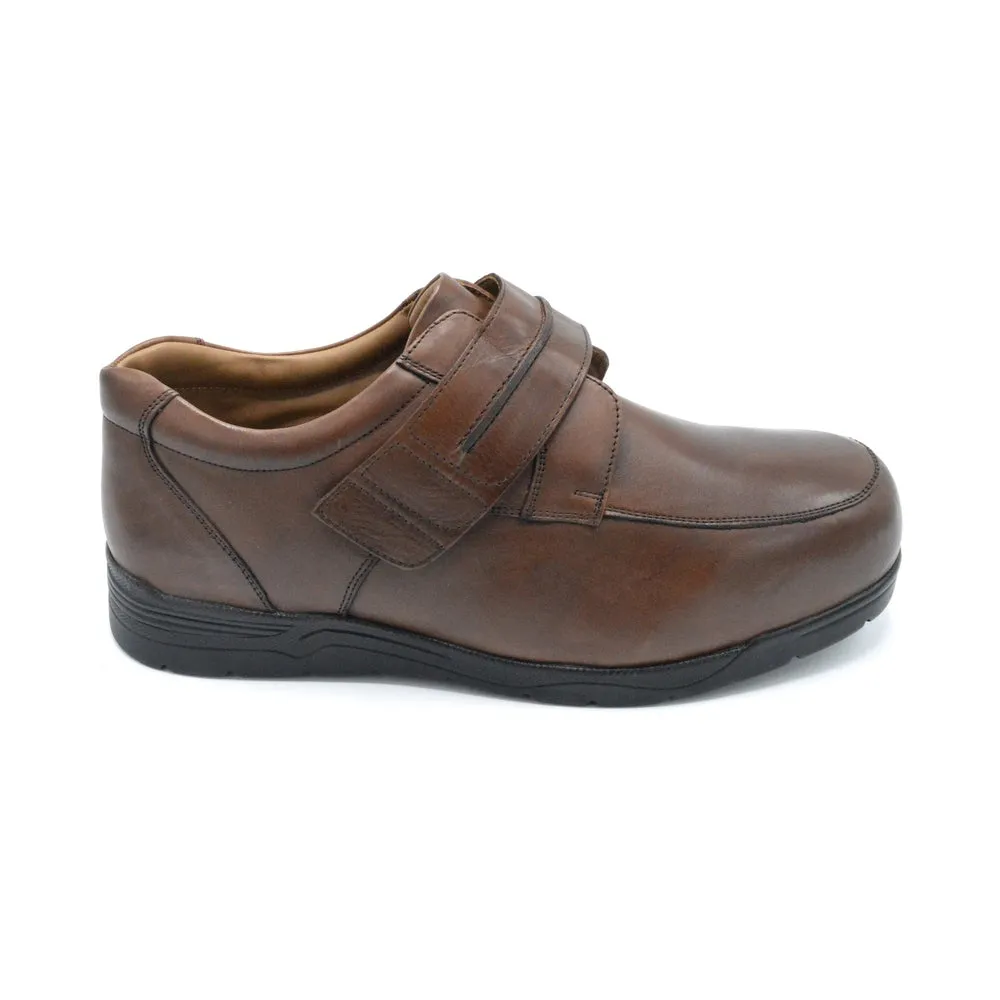 DB Donald - Extra Wide Velcro Close Shoe - 6V (6E-8E) Fitting - Brown