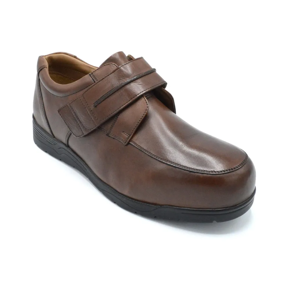 DB Donald - Extra Wide Velcro Close Shoe - 6V (6E-8E) Fitting - Brown