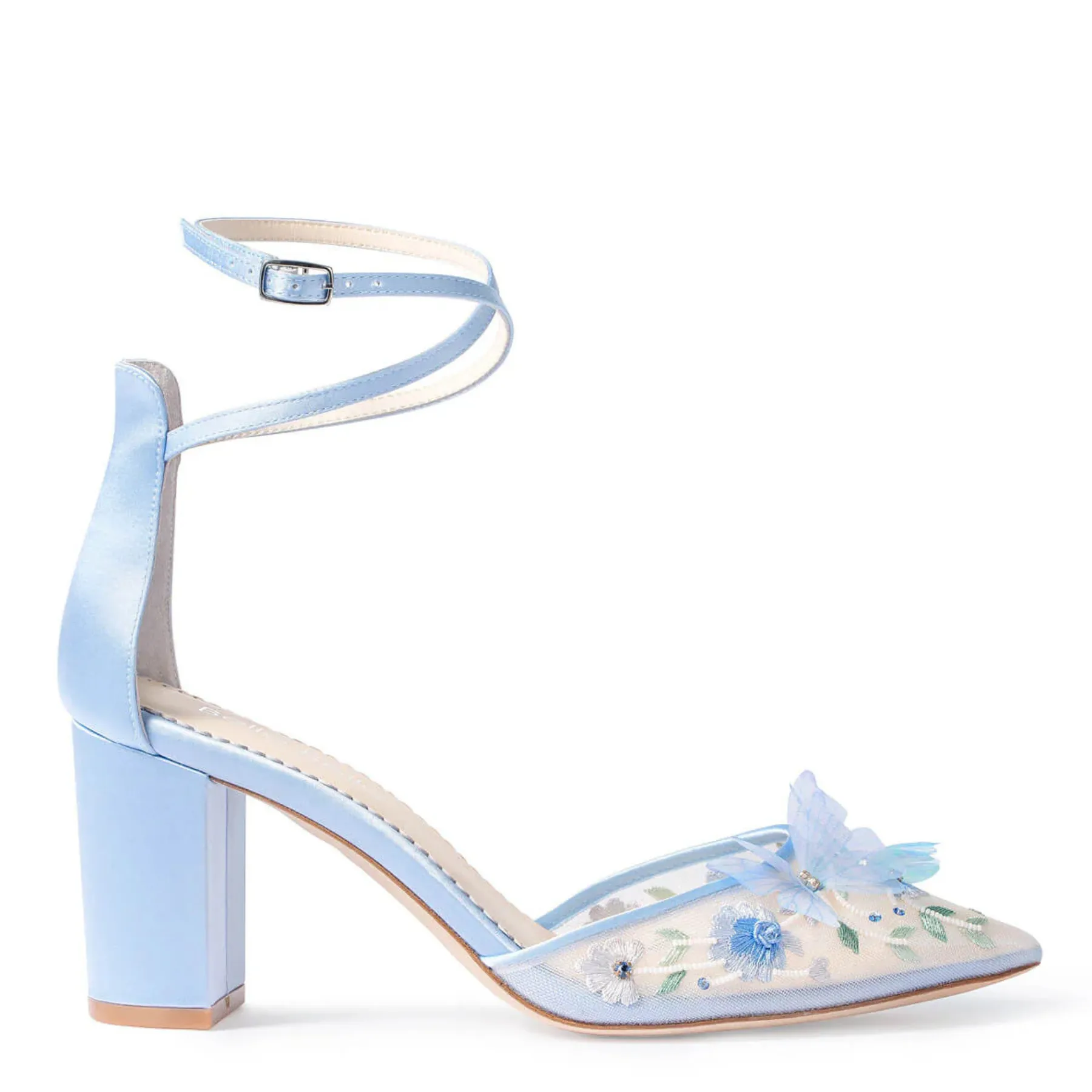 Eliza - Blue Butterfly Block Heels