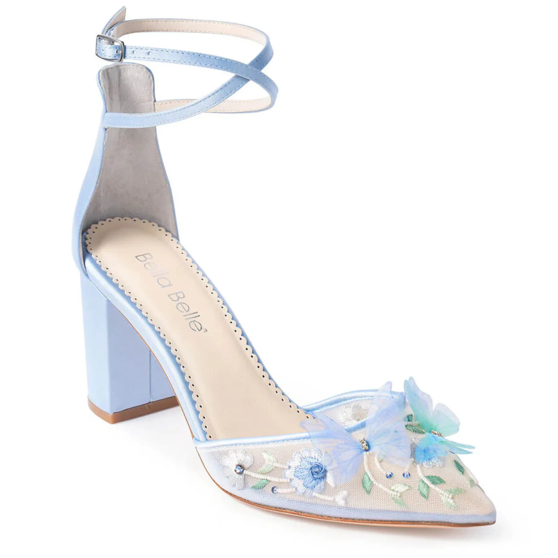 Eliza - Blue Butterfly Block Heels