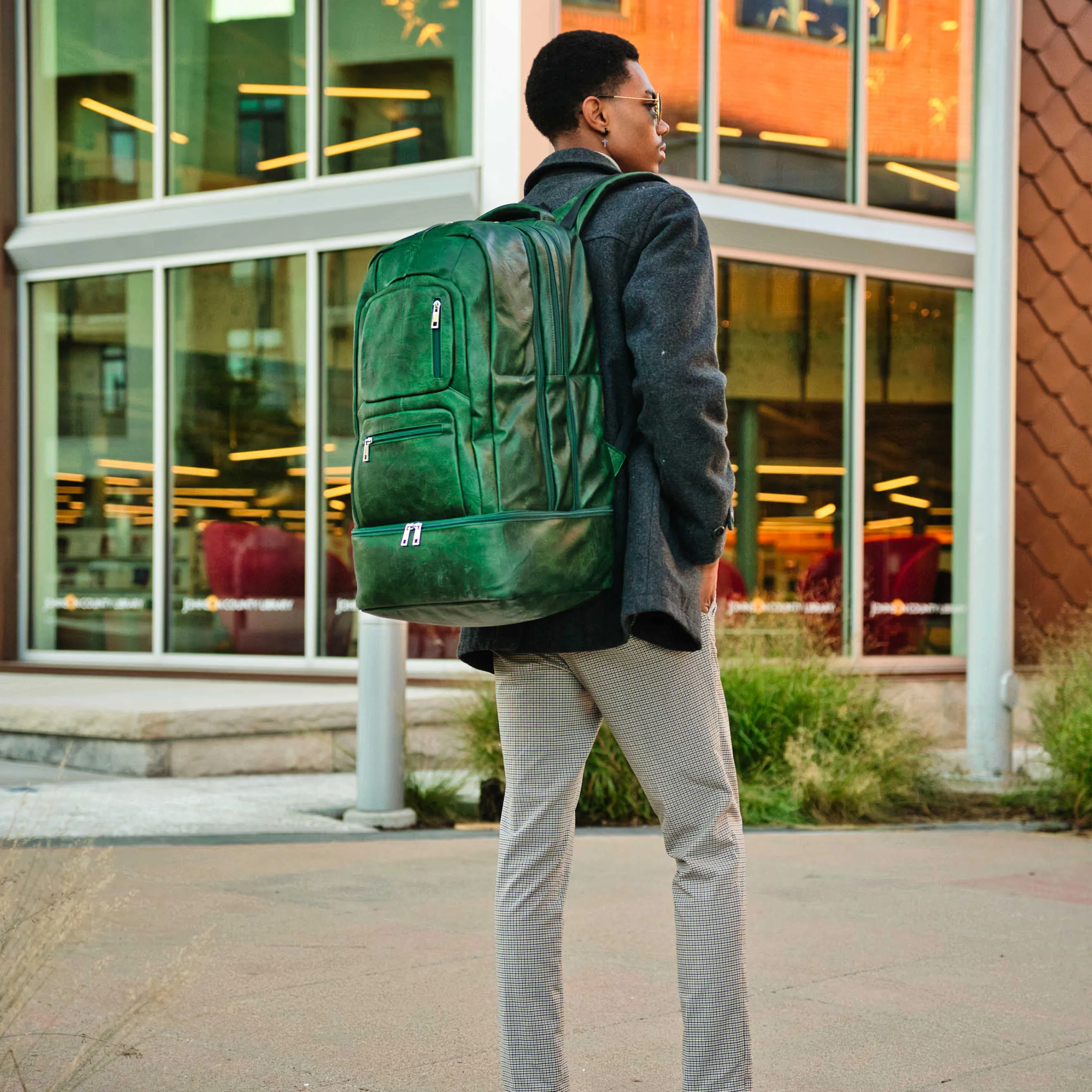 Emerald Green Leather Luxury Carry-On Backpack (Patented Signature Design Bag)