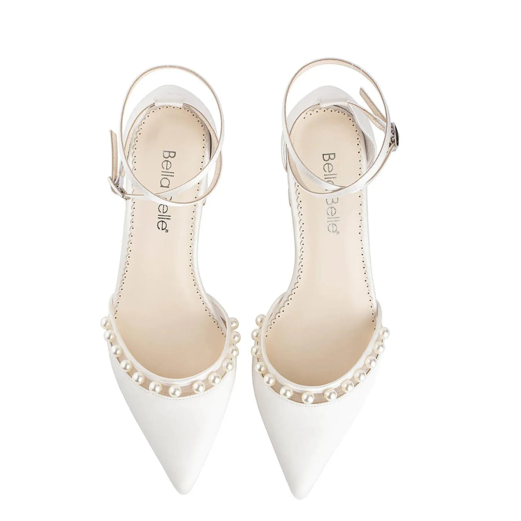 Emery - Ivory Pearl Double Ankle Strap Bridal Block Heels