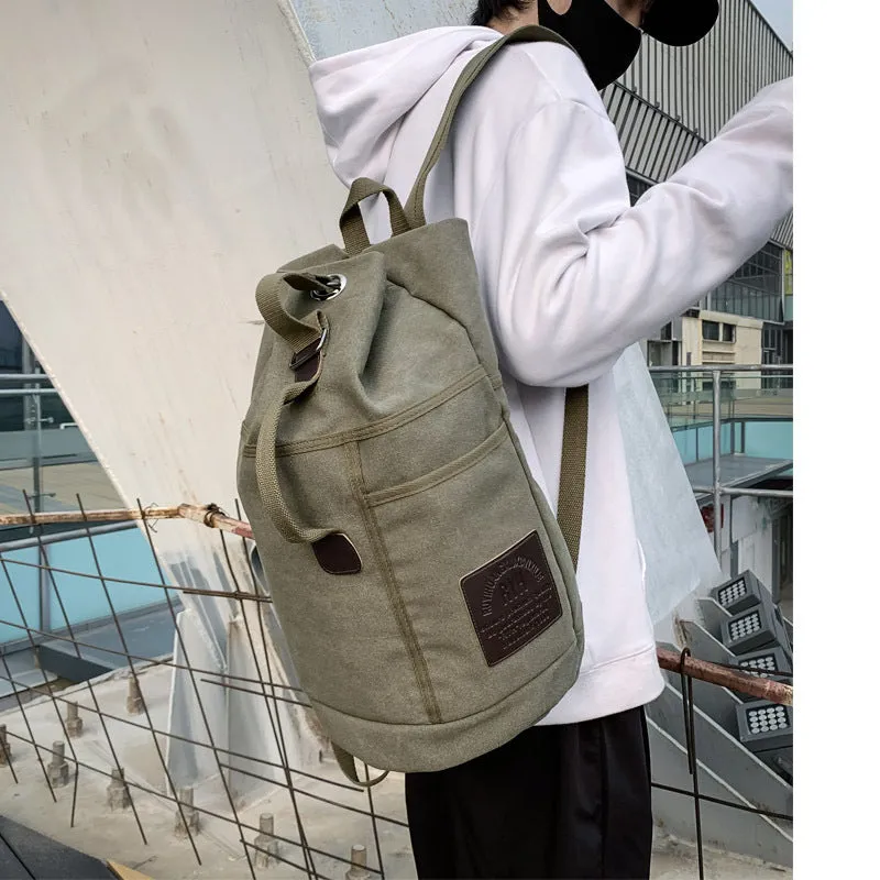 Fashion Men's Bag Large Capacity Travel Backpack Men's and Women's Outdoor Travel Sports Water Bucket Backpack Trend Canvas Schoolbag