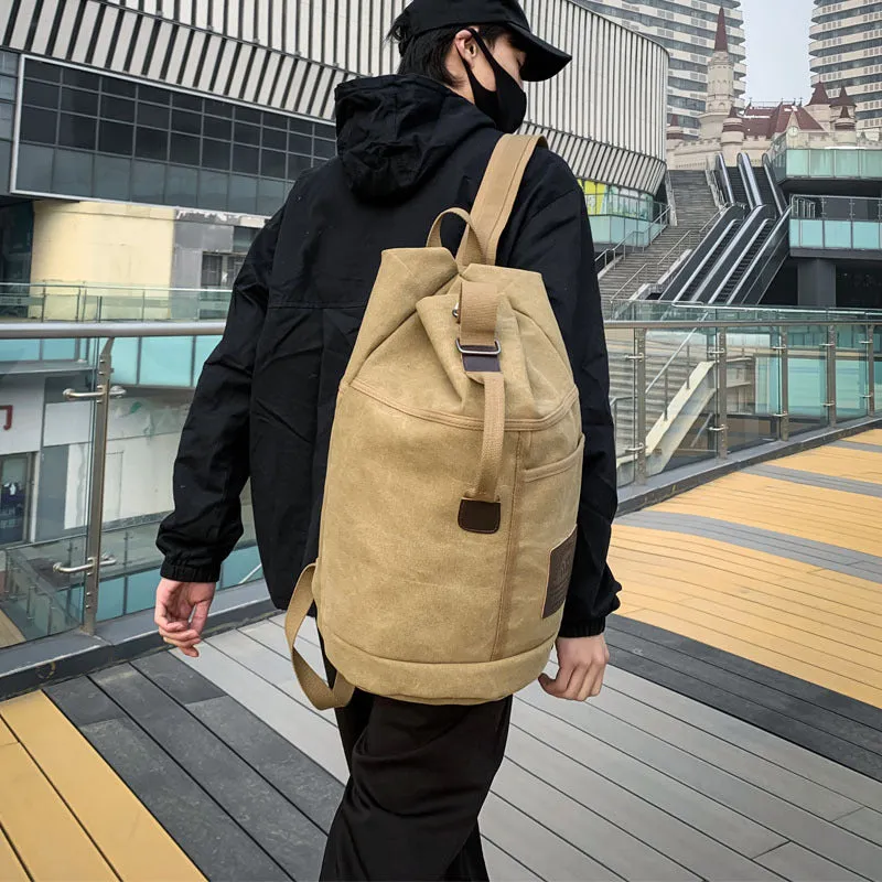 Fashion Men's Bag Large Capacity Travel Backpack Men's and Women's Outdoor Travel Sports Water Bucket Backpack Trend Canvas Schoolbag