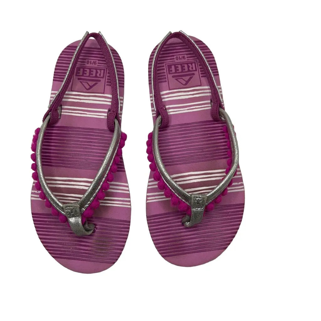 Flip Flops   Elastic Back / Striped Pom Fringe