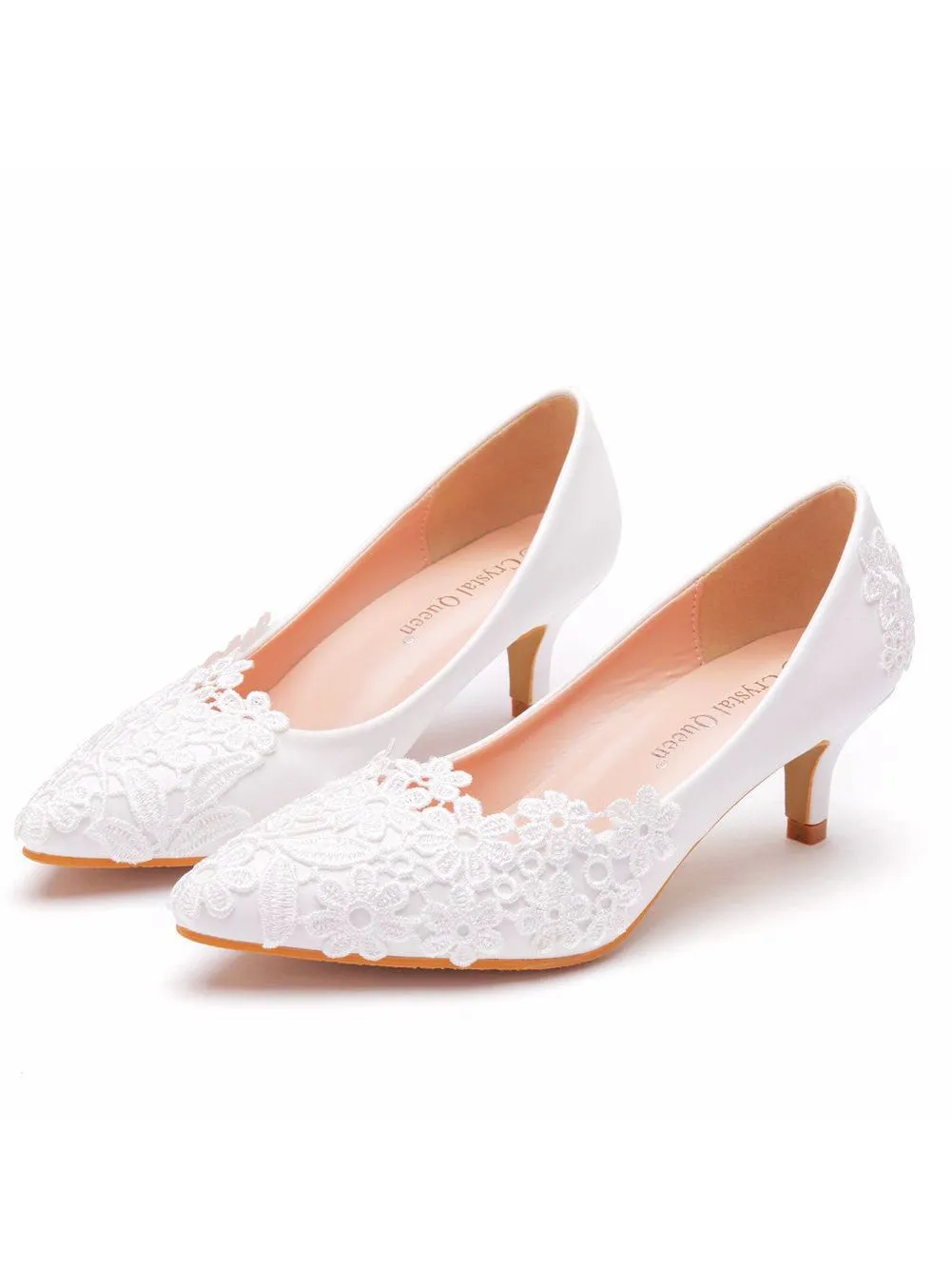 Flower White 5cm High-heeled Bridal Shoes