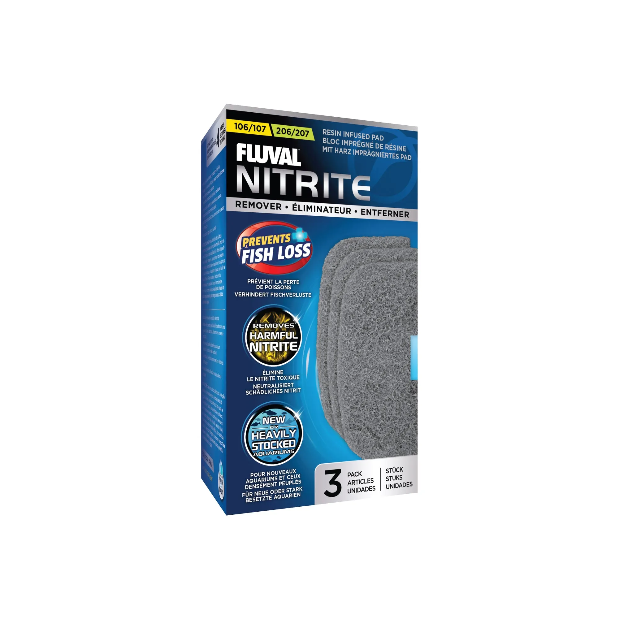 Fluval 107/207 Nitrite Remover Pad, 3pcs