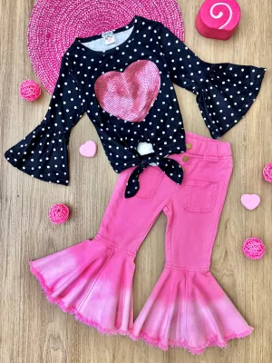 Glam Love Bell Bottom Jeans Set