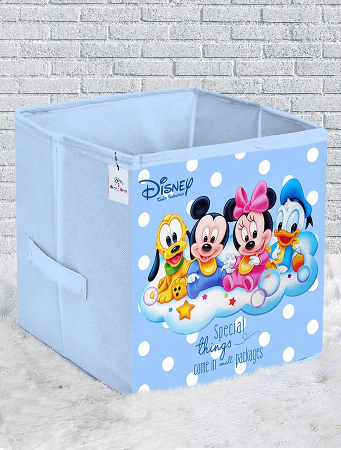 Heart Home Disney Print Non Woven 2 Pieces Fabric Foldable Storage Cube For Toy,Books,Shoes Storage Box With Handle,Extra Large (Royal Blue & Pink)-HHEART16192