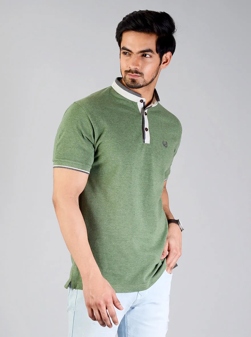 Hedge Green Solid Slim Fit Polo T-shirt | Greenfibre