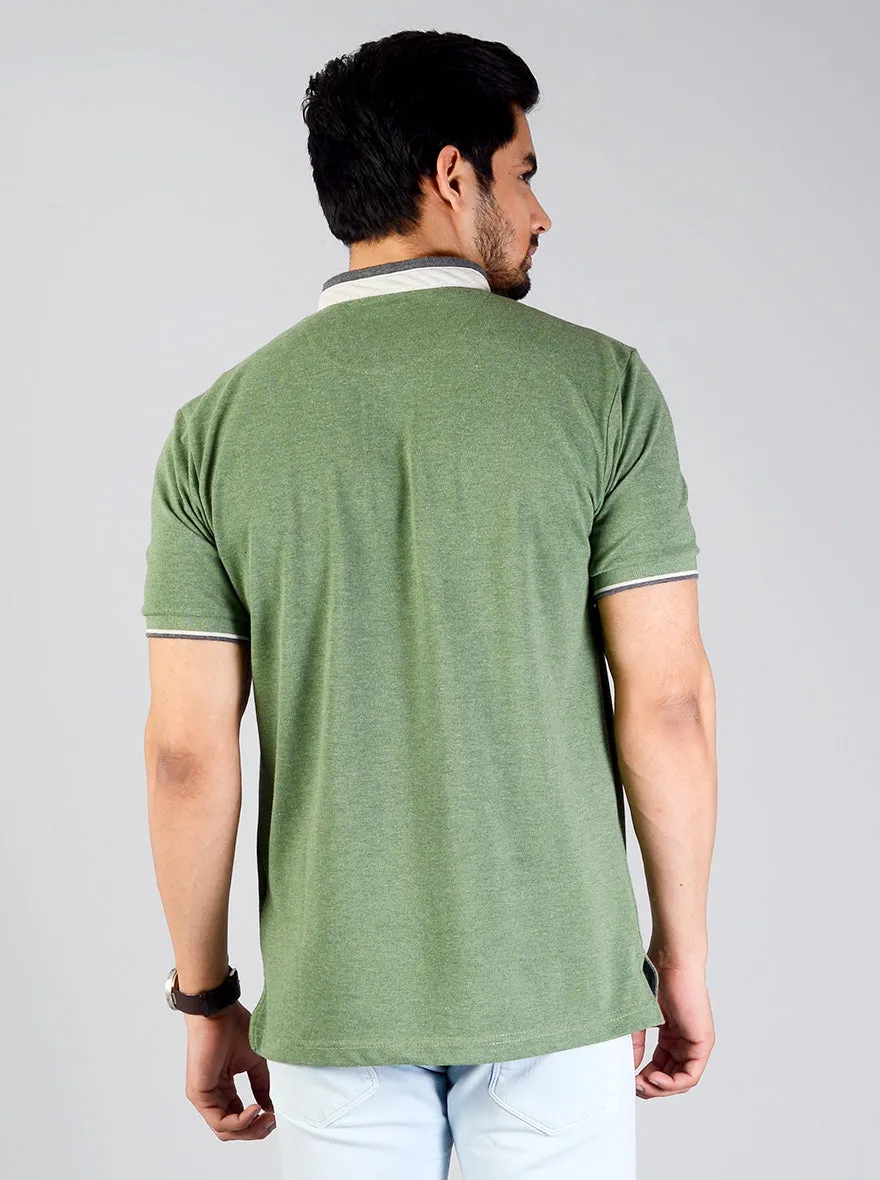 Hedge Green Solid Slim Fit Polo T-shirt | Greenfibre