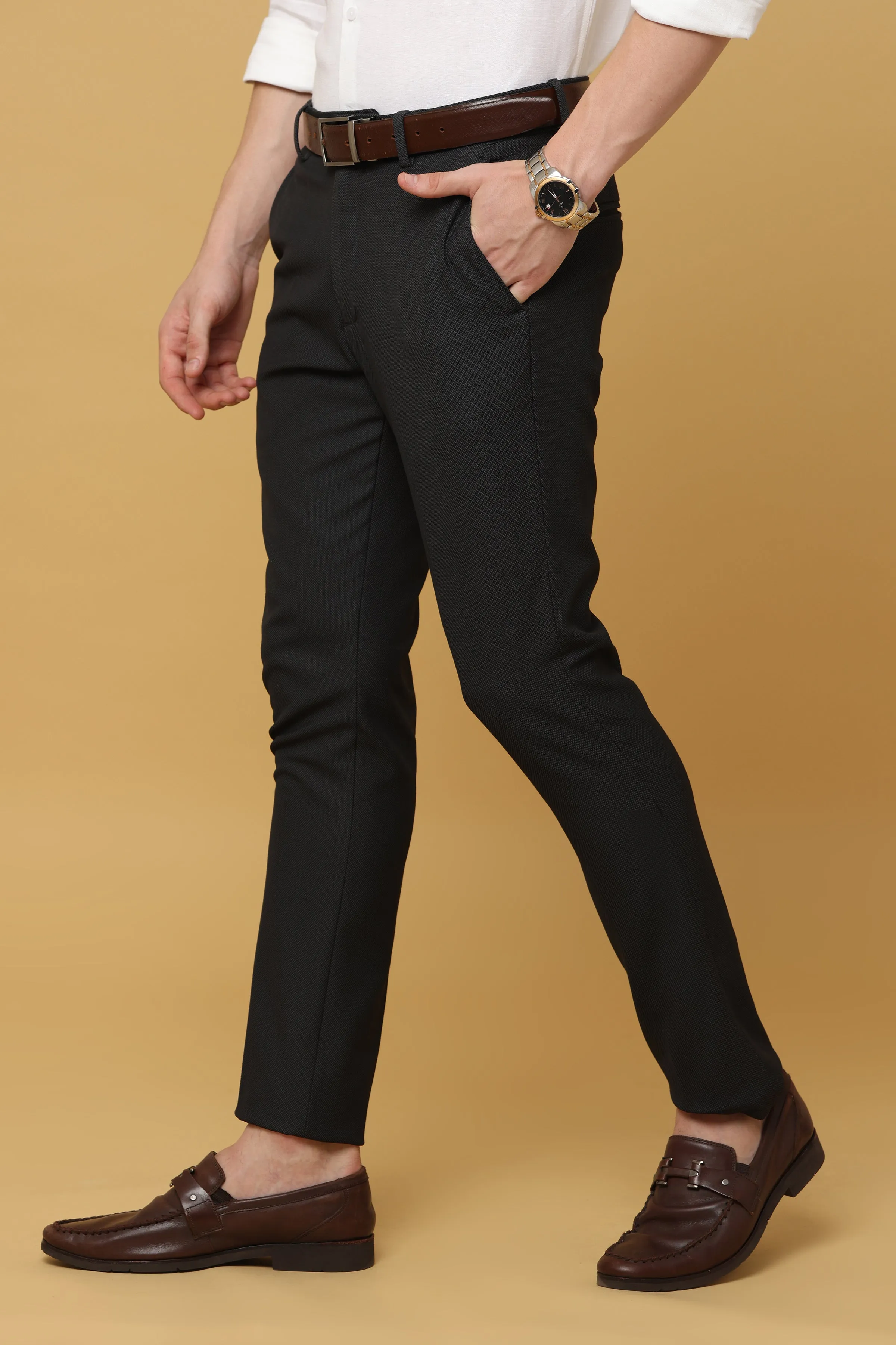 Ivyn Elegant Charcoal Black Formal Trousers