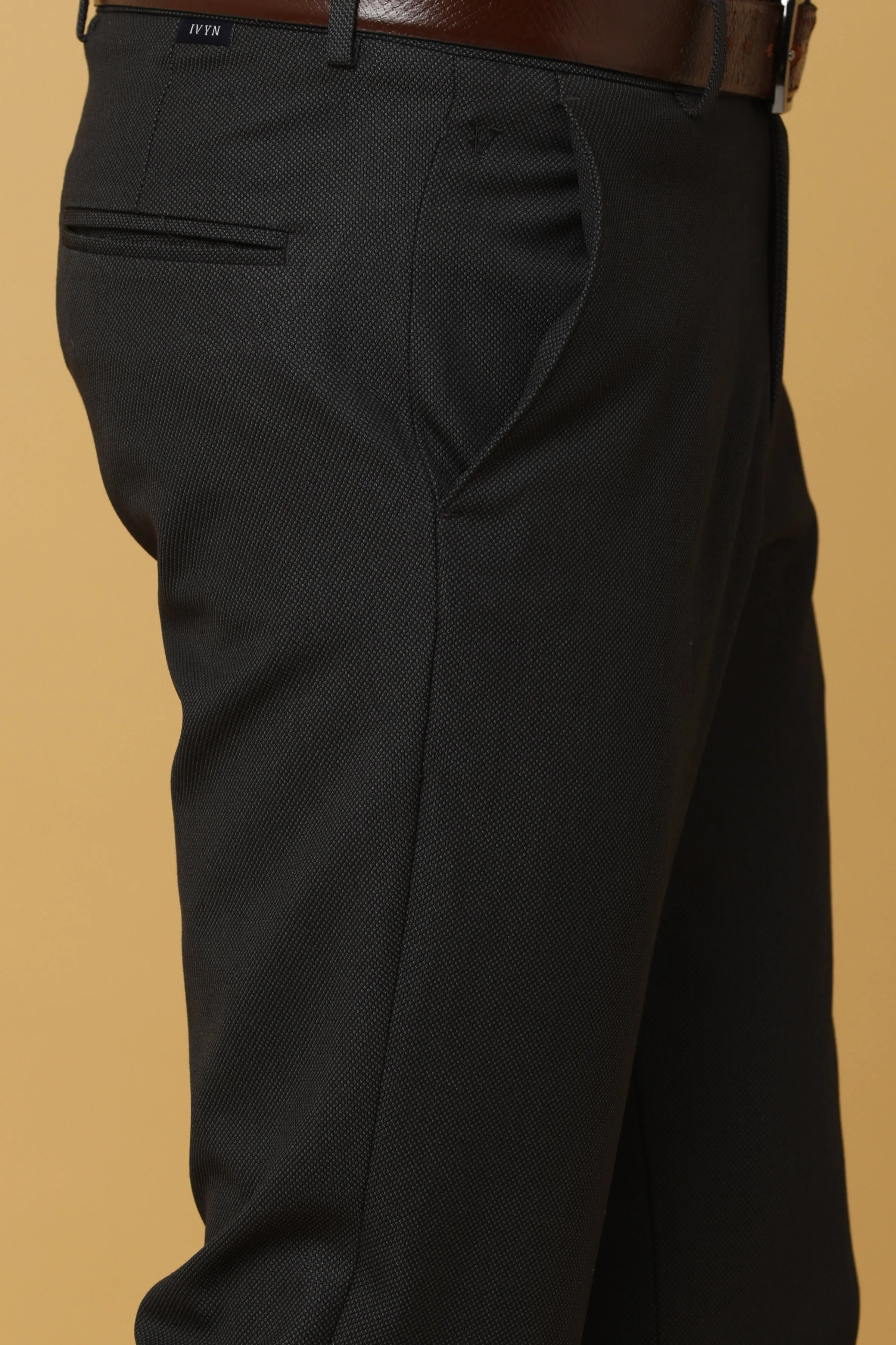 Ivyn Elegant Charcoal Black Formal Trousers