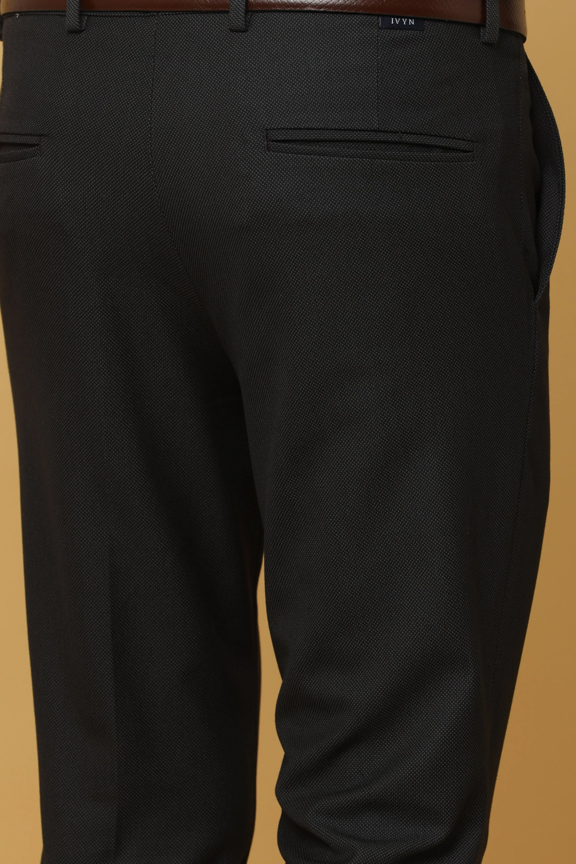 Ivyn Elegant Charcoal Black Formal Trousers