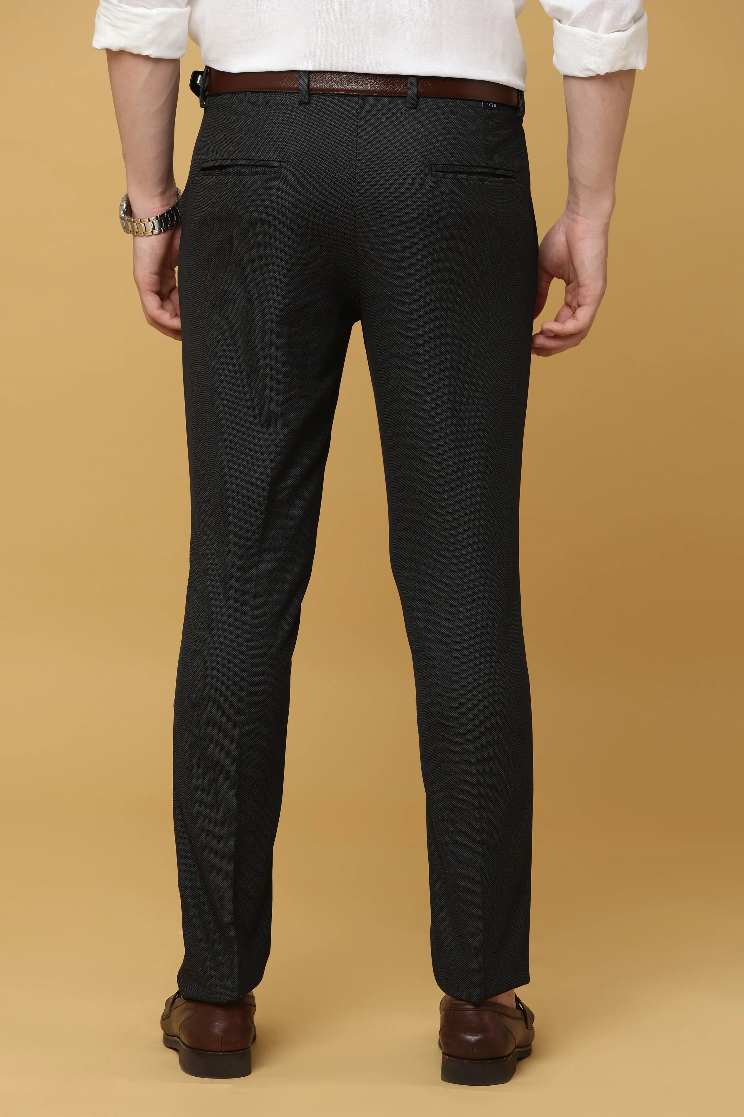 Ivyn Elegant Charcoal Black Formal Trousers