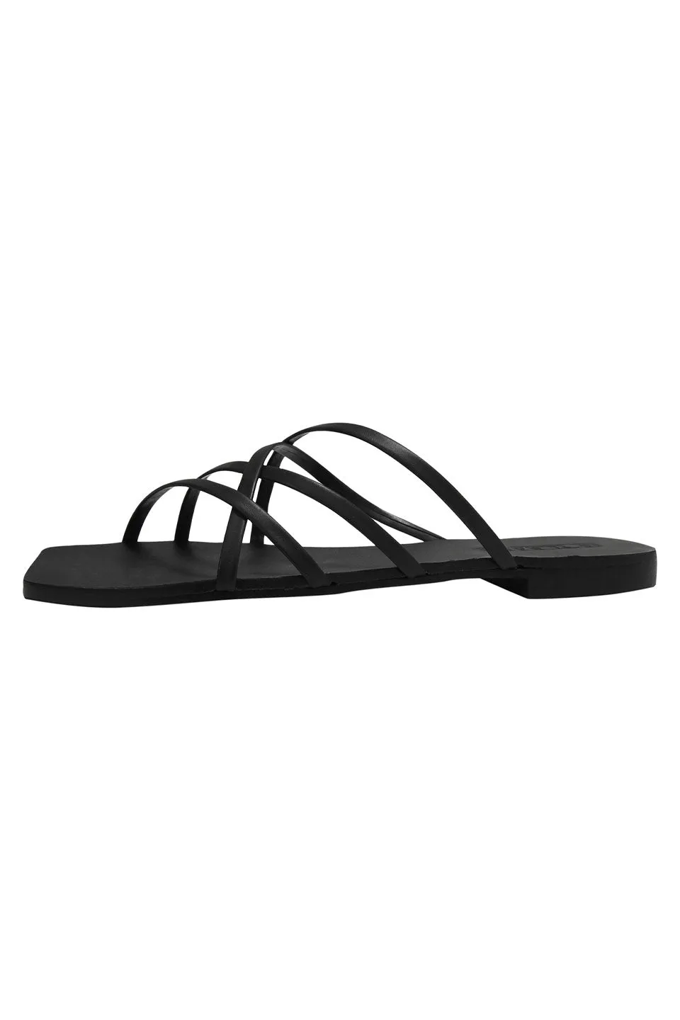 Juniper Black Strappy Flat Slide