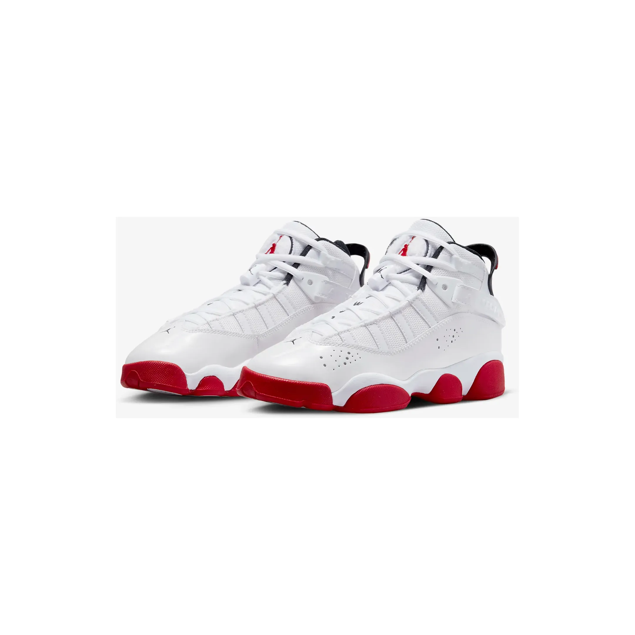 Kid's Jordan 6 Rings Shoes - White / Black / University Red