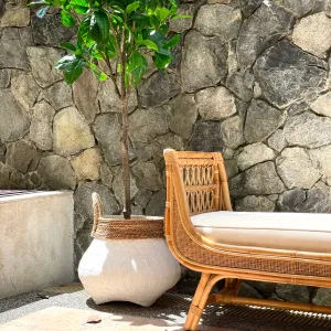 Kuno Bamboo and Banana Bark Round Basket