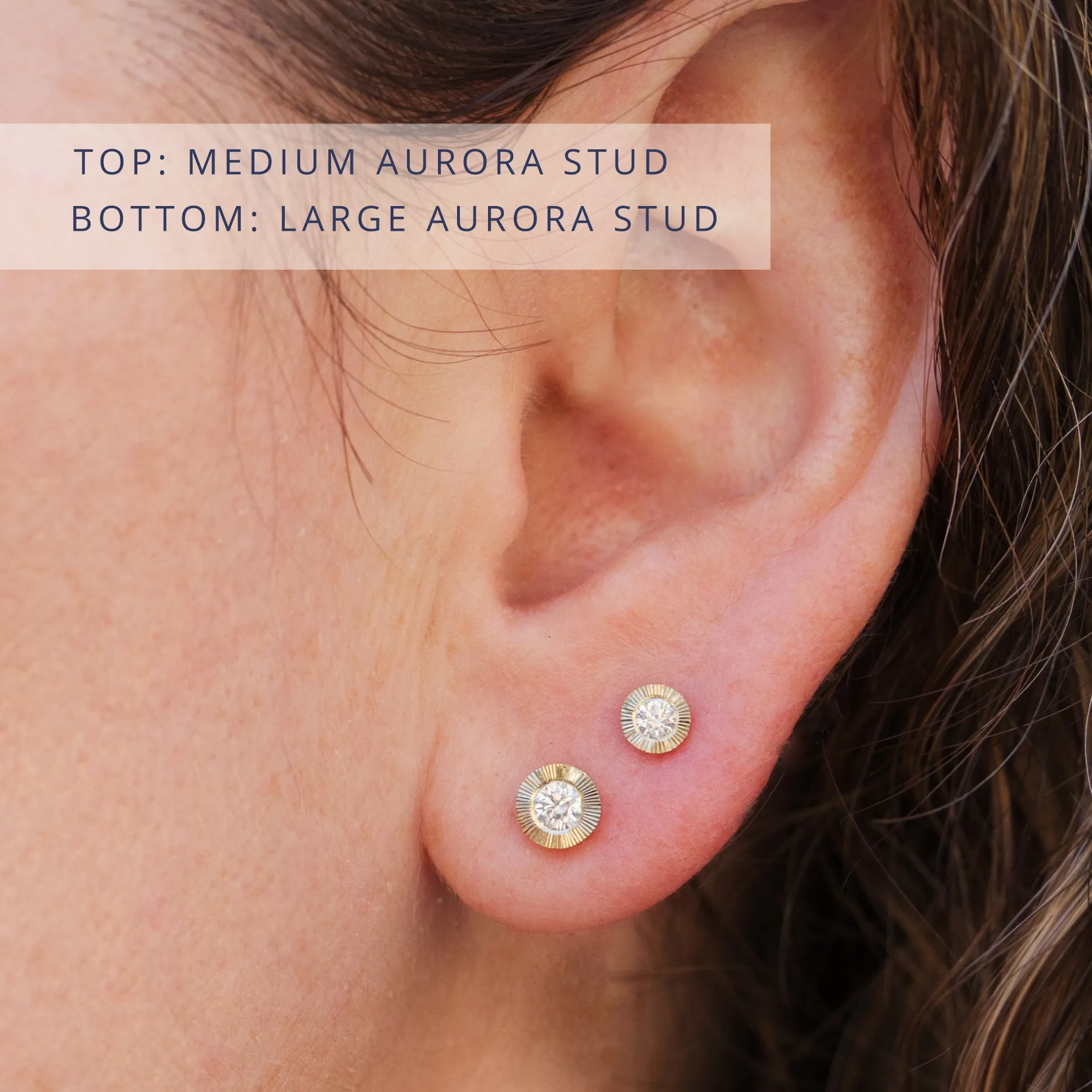 Large Aurora Diamond Stud Earring in Yellow Gold